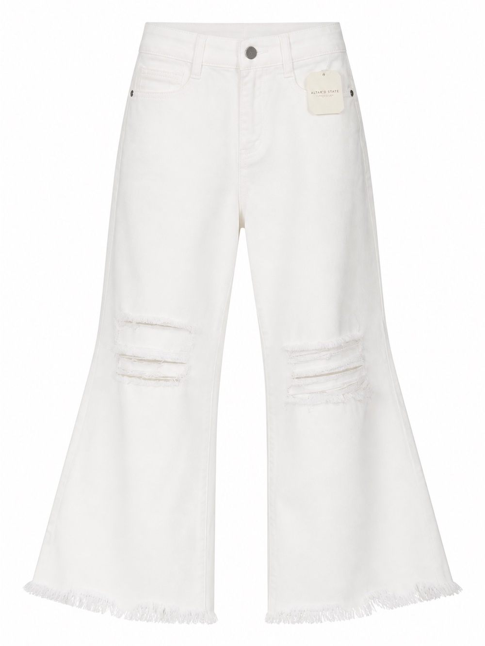 Altar'd State White Distressed Wide-Leg Jeans